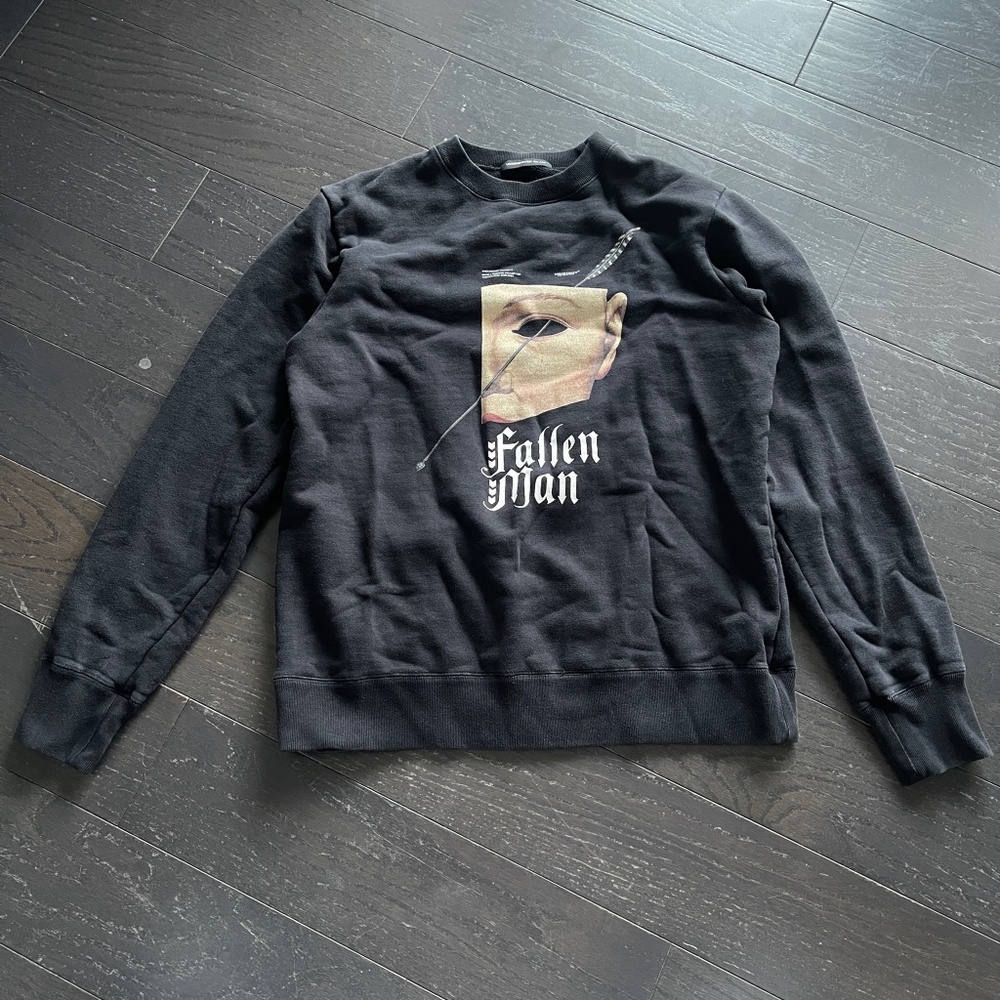 Undercover men bow mask graphic print black sweatshirt hoodie size large